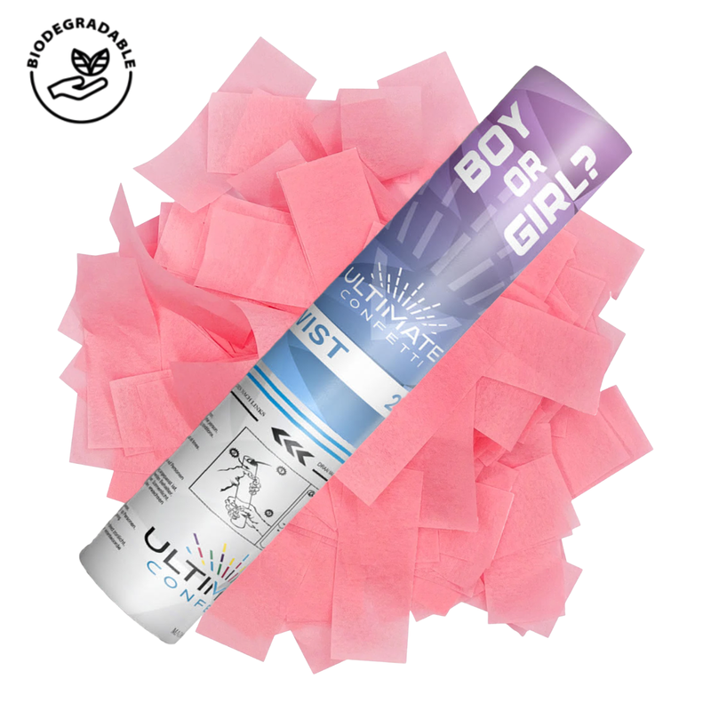 Baby Pink Gender Reveal Confetti POP Cannon (12")