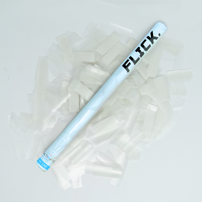 White Rice Paper Confetti Flick Stick - Water Soluble - 14” (Pack of 8)
