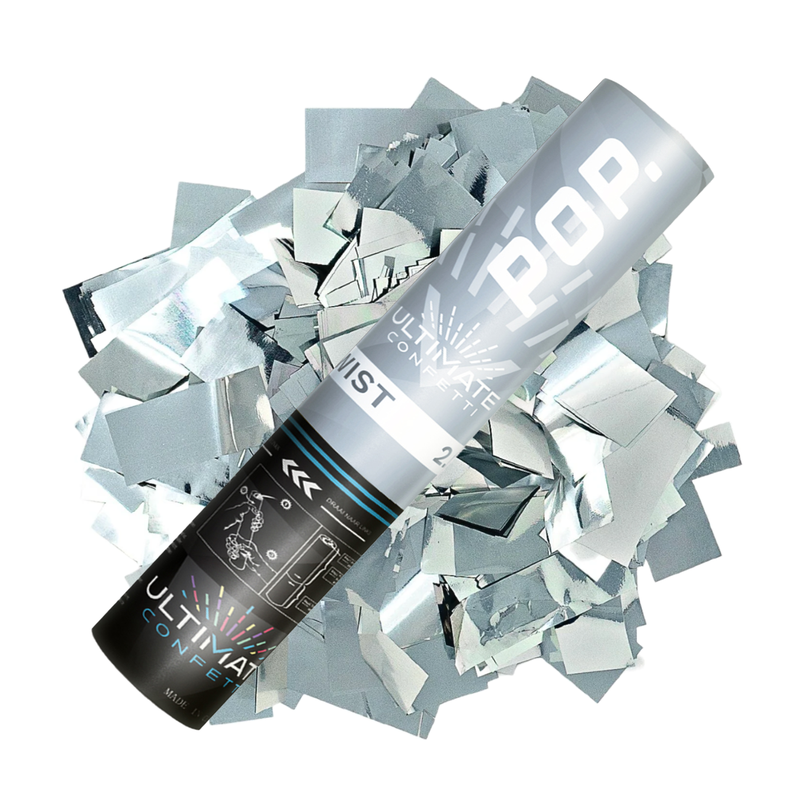 Silver Metallic-  Handheld Confetti POP Cannon (12