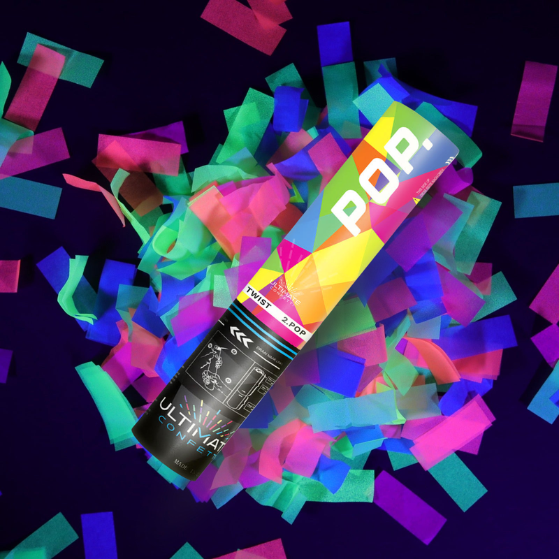Neon Multicolor Tissue Confetti Popper Cannon