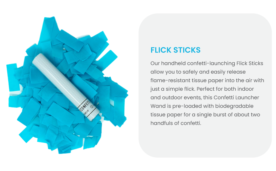 White Tissue Paper Confetti Flick Stick - 6" (Pack of 8)