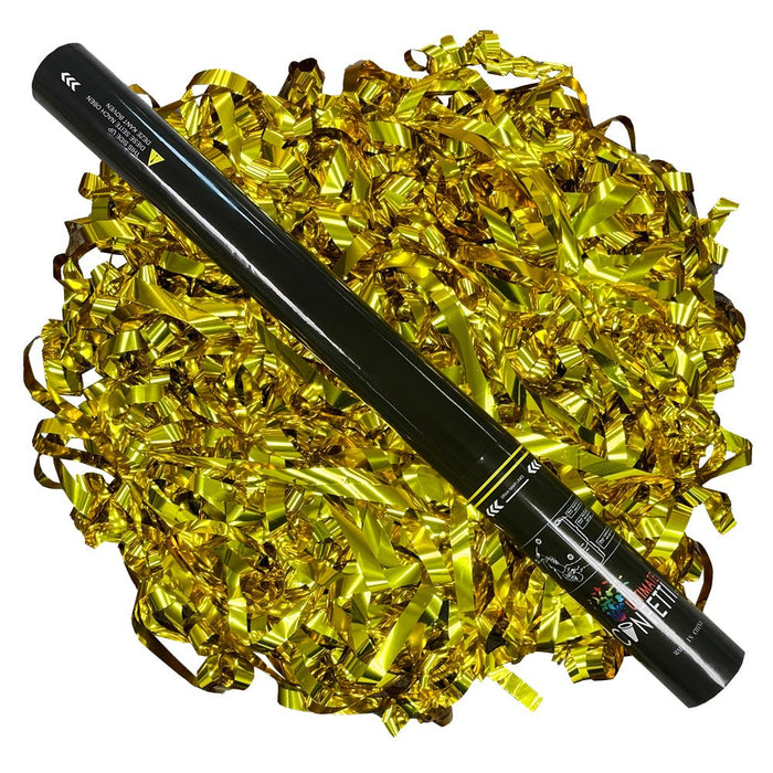 Gold Metallic Streamers - Handheld Confetti Popper Cannon (22") - Ultimate Confetti