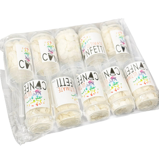 White Circle Tissue Push Pops - 4" (Pack of 10) - Ultimate Confetti